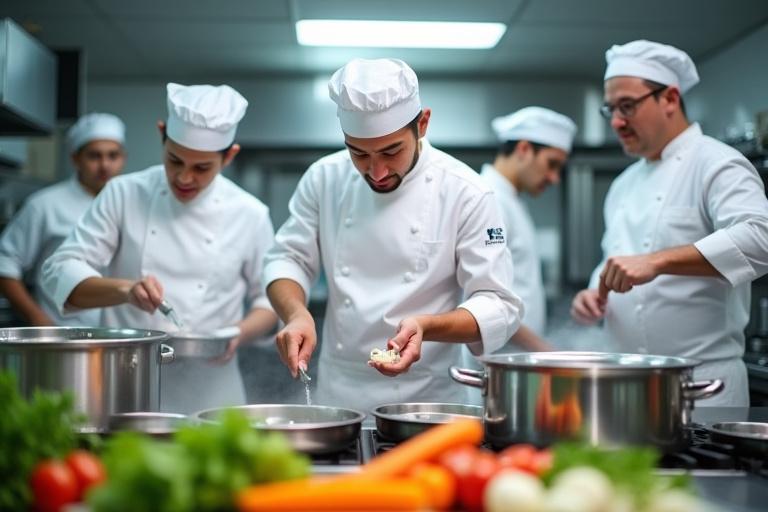 Das Küchenteam arbeitet konzentriert und professionell zusammen.