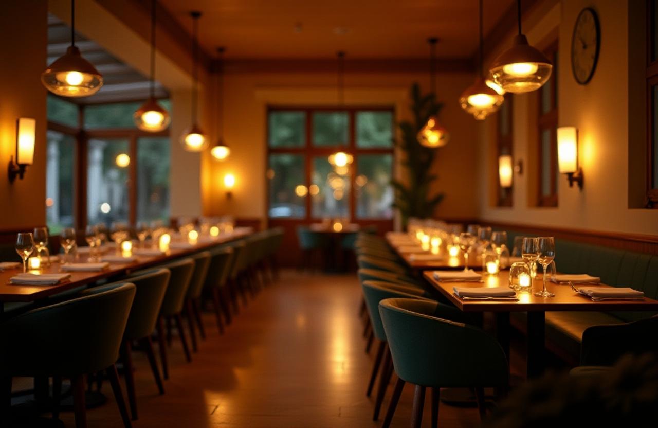 Elegantes und warm beleuchtetes Ambiente des Edelweiss Gastfreund Restaurants.